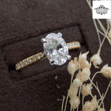 Aroca "The Radiant Grace" 18ct Yellow Gold Oval Cut Lab Grown Diamond, Diamond Shoulders Engagement Ring 1.35ct SKU 7707050