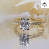 Aroca "The Radiant Grace" 18ct Yellow Gold Oval Cut Lab Grown Diamond, Diamond Shoulders Engagement Ring 1.35ct SKU 7707050