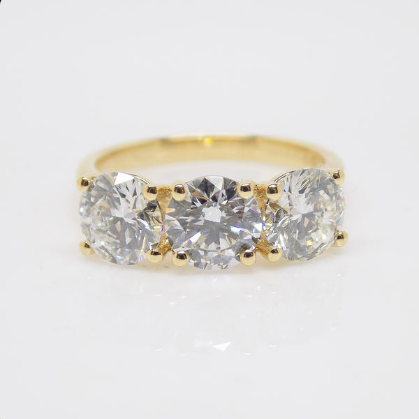 18ct Yellow Gold 3 Round Brilliant Lab Grown Diamonds Engagement Ring 3.00ct SKU 7707053