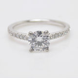 Aroca "Aveline" Platinum Round Brilliant Lab Grown Diamond Solitaire/Shoulders Engagement Ring 1.17ct SKU 7707076