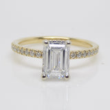 Aroca "Tara Grace" 18ct Yellow Gold and White Gold Claws Lab Grown Emerald Cut Diamond, Peek-a-boo Diamonds Engagement Ring 1.70ct SKU 7707098