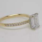 Aroca "Tara Grace" 18ct Yellow Gold and White Gold Claws Lab Grown Emerald Cut Diamond, Peek-a-boo Diamonds Engagement Ring 1.70ct SKU 7707098
