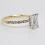 Aroca "Tara Grace" 18ct Yellow Gold and White Gold Claws Lab Grown Emerald Cut Diamond, Peek-a-boo Diamonds Engagement Ring 1.70ct SKU 7707098