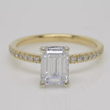 Aroca "Tara Grace" 18ct Yellow Gold and White Gold Claws Lab Grown Emerald Cut Diamond, Peek-a-boo Diamonds Engagement Ring 1.70ct SKU 7707098