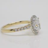 Aroca "Radiant Halo" 18ct Yellow Gold and White Gold Claws Lab Grown Oval Cut Diamond, Engagement Ring 1.73ct SKU 7707099