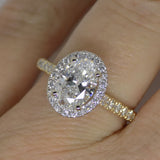 Aroca "Radiant Halo" 18ct Yellow Gold and White Gold Claws Lab Grown Oval Cut Diamond, Engagement Ring 1.73ct SKU 7707099