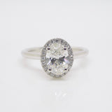 Aroca "Radiant Halo" Platinum Lab Grown Oval Diamond, Lab Grown Diamond Engagement Ring 1.28ct SKU 7707043