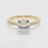 18ct Yellow Gold Oval Cut Lab Grown Diamond, Diamond Shoulders Engagement Ring 1.35ct SKU 7707050