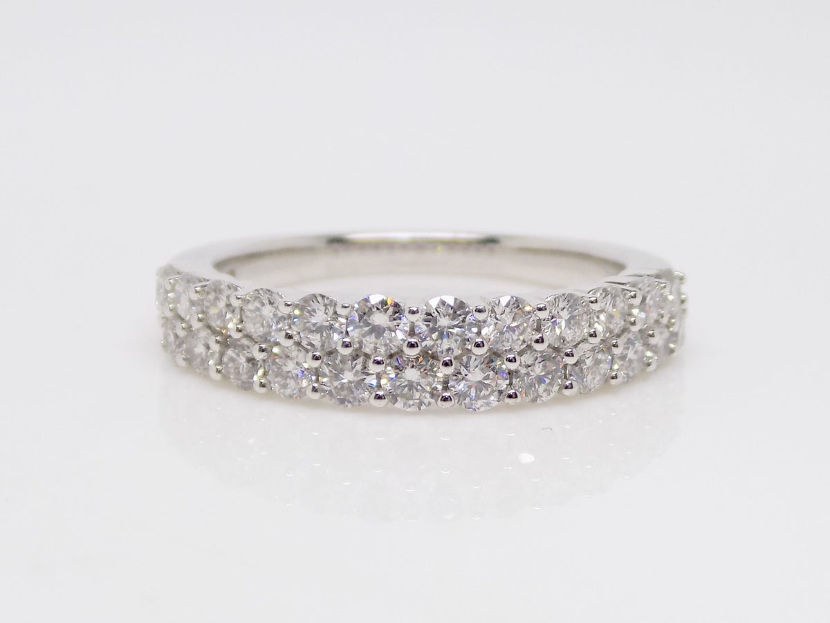 Two row sale diamond wedding band