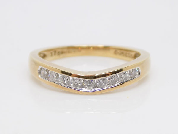 9ct Yellow Gold Channel Set Round Brilliant Diamonds Wishbone Wedding/Eternity Ring 0.25ct SKU 4505006
