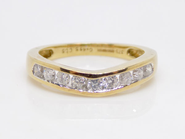 9ct Yellow Gold Round Brilliant Channel Set Diamonds Wishbone Wedding/Eternity Ring 0.50ct SKU 4505029