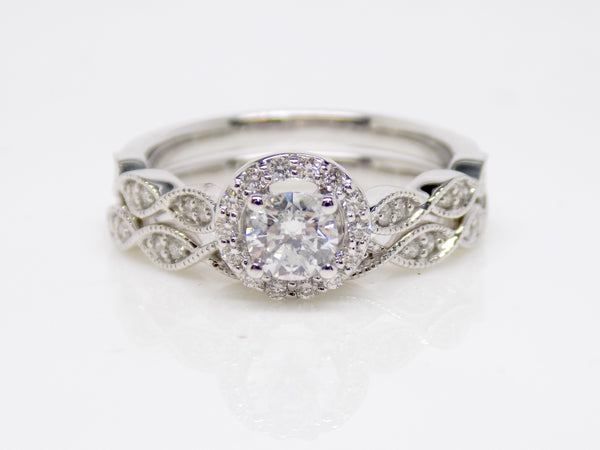 9ct White Gold Engagement Ring and Bridal Ring Set 0.60ct SKU 8802152