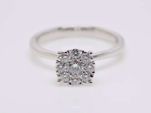9ct White Gold Solitaire Setting Diamond Cluster Engagement Ring 0.33ct SKU 8802144