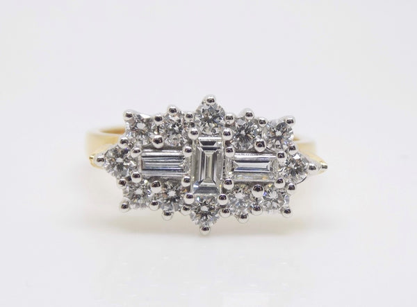 18ct Round Brilliant & Baguette Diamond Cluster Engagement Ring 1.00ct SKU 6209002