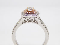 18ct White Gold and Rose Gold Accentuated Round Brilliant Diamond Engagement Ring 1.00ct SKU 8802142