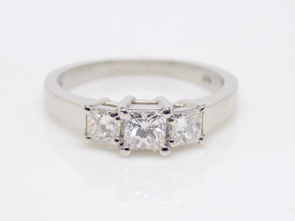 Platinum 3 Princess Cut Diamonds Engagement Ring 0.75ct SKU 8803042