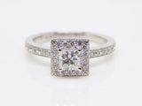 Platinum Princess Cut Solitaire Diamond Shoulders Halo Diamond Engagement Ring 0.62ct SKU 8802097