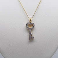 9ct Yellow Gold Heart Diamond Key Pendant 0.10ct SKU 1541009