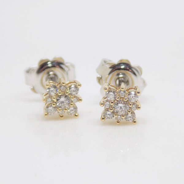 9ct White and Yellow Gold 2 Tone Diamond Earrings SKU 1642300