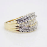 9ct Yellow Gold 5 Row Baguette & Round Brilliant Diamond Band 1.00ct SKU 4501900