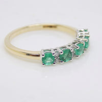 9ct Yellow Gold 5 Emerald 8 Diamond Claw Set Wedding/Eternity Ring SKU 5406900