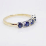 9ct Yellow Gold 5 Sapphire 8 Diamond Claw Set Wedding/Eternity Ring SKU 5706900
