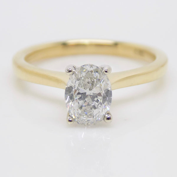 18ct Yellow Gold Oval Natural Diamond Solitaire Engagement Ring 0.90ct SKU 6301702