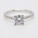 Platinum Round Brilliant Lab Grown Diamond Solitaire/Shoulders Engagement Ring 1.18ct SKU 7707076