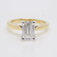 18ct Yellow Gold Emerald Cut Lab Grown Diamond Solitaire Engagement Ring 1.50ct SKU 7707081