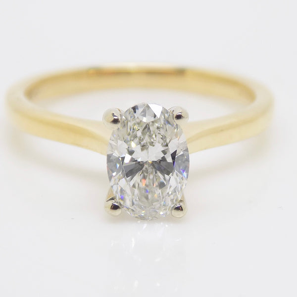 18ct Yellow Gold & White Gold Head, Lab Grown Oval Diamond Solitaire Engagement Ring 1.00CT SKU 7707083