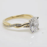 18ct Yellow Gold Oval Lab Grown Diamond, Diamond Set Twist Shank Engagement Ring 1.67ct SKU 7707102