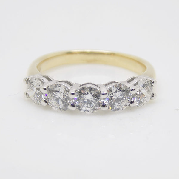 18ct Yellow Gold/White Gold Head 5 Lab Grown Diamonds Ring 1.50ct SKU 7707107