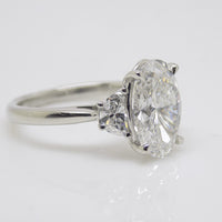 Platinum 3 Lab Grown Diamonds, Centre Oval and Half Moon Sides 3.01ct Engagement Ring SKU 7707108