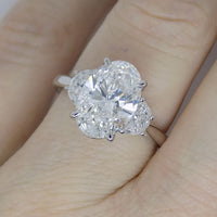 Platinum 3 Lab Grown Diamonds, Centre Oval and Half Moon Sides 3.01ct Engagement Ring SKU 7707108