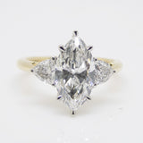 18CT YG and Platinum Head 3 Lab Grown Diamonds, Centre Marquise side Rounded Trillions 2.04ct Engagement Ring SKU 7707110