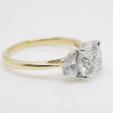 18CT YG and Platinum Head 3 Lab Grown Diamonds, Centre Round and 2 Half Moon Sides 2.08ct Engagement Ring SKU 7707111