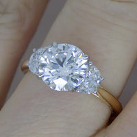 18CT YG and Platinum Head 3 Lab Grown Diamonds, Centre Round and 2 Half Moon Sides 2.08ct Engagement Ring SKU 7707111