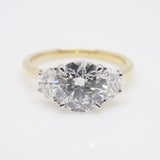 18CT YG and Platinum Head 3 Lab Grown Diamonds, Centre Round and 2 Half Moon Sides 2.08ct Engagement Ring SKU 7707111