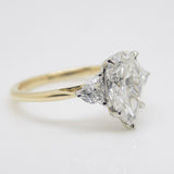 18CT YG and Platinum Head 3 Lab Grown Diamonds, Centre Pear and 2 Rounded Trillion Sides, 2.04ct Engagement Ring SKU 7707112