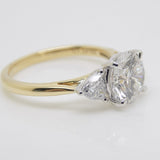 18CT YG and Platinum Head 3 Lab Grown Diamonds, Centre Round and 2 Rounded Trillion Sides 2.07ct Engagement Ring SKU 7707113