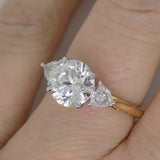 18CT YG and Platinum Head 3 Lab Grown Diamonds, Centre Round and 2 Rounded Trillion Sides 2.07ct Engagement Ring SKU 7707113