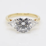 18CT YG and Platinum Head 3 Lab Grown Diamonds, Centre Round and 2 Rounded Trillion Sides 2.07ct Engagement Ring SKU 7707113