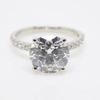 Platinum Round Brilliant Lab Grown Diamond Ring, Diamond Shank, Hidden Halo 3.03ct Engagement Ring SKU 7707116