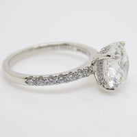 Platinum Round Brilliant Lab Grown Diamond Ring, Diamond Shank, Hidden Halo 3.03ct Engagement Ring SKU 7707116