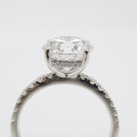 Platinum Round Brilliant Lab Grown Diamond Ring, Diamond Shank, Hidden Halo 3.03ct Engagement Ring SKU 7707116