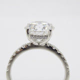 Platinum Round Brilliant Lab Grown Diamond Ring, Diamond Shank, Hidden Halo 3.03ct Engagement Ring SKU 7707116