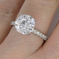 Platinum Round Brilliant Lab Grown Diamond Ring, Diamond Shank, Hidden Halo 3.03ct Engagement Ring SKU 7707116