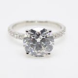 Platinum Round Brilliant Lab Grown Diamond Ring, Diamond Shank, Hidden Halo 3.03ct Engagement Ring SKU 7707116