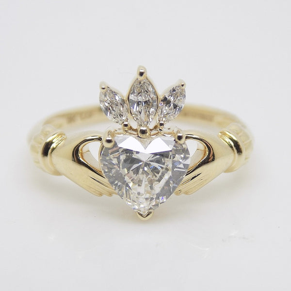 9CT YG Lab Grown Diamond Claddagh Ring 1.21ct SKU 7707117