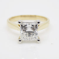 18ct Yellow Gold and White Gold Claws Princess Cut Lab Grown Diamond Ring 2.00CT SKU 7707123